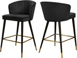 Cassie Contemporary Counter Stools - Set of 2 with Channel Tufting and Sleek Gold Accents