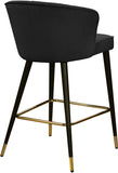 Cassie Contemporary Counter Stools - Set of 2 with Channel Tufting and Sleek Gold Accents