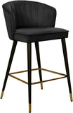 Cassie Contemporary Counter Stools - Set of 2 with Channel Tufting and Sleek Gold Accents