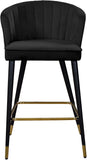Cassie Contemporary Counter Stools - Set of 2 with Channel Tufting and Sleek Gold Accents