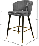 Cassie Contemporary Counter Stools - Set of 2 with Channel Tufting and Sleek Gold Accents