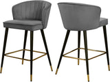 Cassie Contemporary Counter Stools - Set of 2 with Channel Tufting and Sleek Gold Accents