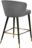 Cassie Contemporary Counter Stools - Set of 2 with Channel Tufting and Sleek Gold Accents