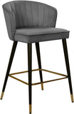Cassie Contemporary Counter Stools - Set of 2 with Channel Tufting and Sleek Gold Accents