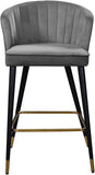 Cassie Contemporary Counter Stools - Set of 2 with Channel Tufting and Sleek Gold Accents
