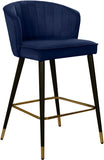 Cassie Contemporary Counter Stools - Set of 2 with Channel Tufting and Sleek Gold Accents