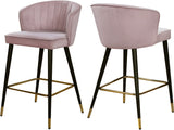 Cassie Contemporary Counter Stools - Set of 2 with Channel Tufting and Sleek Gold Accents