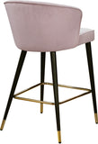 Cassie Contemporary Counter Stools - Set of 2 with Channel Tufting and Sleek Gold Accents
