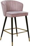 Cassie Contemporary Counter Stools - Set of 2 with Channel Tufting and Sleek Gold Accents