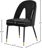 Akoya Stylish Dining Chair Set - Glamorous Velvet Upholstery with Gold Nailheads and Modern Design