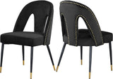 Akoya Stylish Dining Chair Set - Glamorous Velvet Upholstery with Gold Nailheads and Modern Design