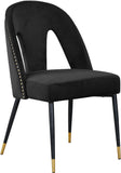 Akoya Stylish Dining Chair Set - Glamorous Velvet Upholstery with Gold Nailheads and Modern Design