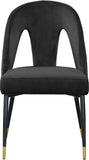 Akoya Stylish Dining Chair Set - Glamorous Velvet Upholstery with Gold Nailheads and Modern Design