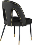 Akoya Stylish Dining Chair Set - Glamorous Velvet Upholstery with Gold Nailheads and Modern Design