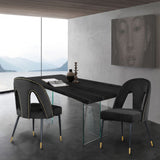 Akoya Stylish Dining Chair Set - Glamorous Velvet Upholstery with Gold Nailheads and Modern Design