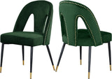 Akoya Stylish Dining Chair Set - Glamorous Velvet Upholstery with Gold Nailheads and Modern Design