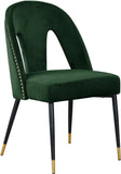 Akoya Stylish Dining Chair Set - Glamorous Velvet Upholstery with Gold Nailheads and Modern Design