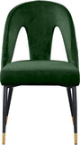 Akoya Stylish Dining Chair Set - Glamorous Velvet Upholstery with Gold Nailheads and Modern Design