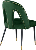 Akoya Stylish Dining Chair Set - Glamorous Velvet Upholstery with Gold Nailheads and Modern Design