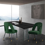 Akoya Stylish Dining Chair Set - Glamorous Velvet Upholstery with Gold Nailheads and Modern Design