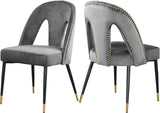Akoya Stylish Dining Chair Set - Glamorous Velvet Upholstery with Gold Nailheads and Modern Design