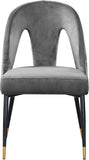Akoya Stylish Dining Chair Set - Glamorous Velvet Upholstery with Gold Nailheads and Modern Design