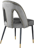 Akoya Stylish Dining Chair Set - Glamorous Velvet Upholstery with Gold Nailheads and Modern Design