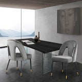 Akoya Stylish Dining Chair Set - Glamorous Velvet Upholstery with Gold Nailheads and Modern Design