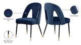 Akoya Stylish Dining Chair Set - Glamorous Velvet Upholstery with Gold Nailheads and Modern Design