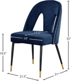 Akoya Stylish Dining Chair Set - Glamorous Velvet Upholstery with Gold Nailheads and Modern Design