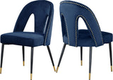 Akoya Stylish Dining Chair Set - Glamorous Velvet Upholstery with Gold Nailheads and Modern Design