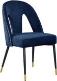 Akoya Stylish Dining Chair Set - Glamorous Velvet Upholstery with Gold Nailheads and Modern Design