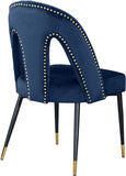 Akoya Stylish Dining Chair Set - Glamorous Velvet Upholstery with Gold Nailheads and Modern Design