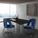 Akoya Stylish Dining Chair Set - Glamorous Velvet Upholstery with Gold Nailheads and Modern Design
