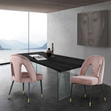 Akoya Stylish Dining Chair Set - Glamorous Velvet Upholstery with Gold Nailheads and Modern Design