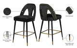 Akoya Contemporary Velvet Stool Set with Gold Nailhead Trim and Stylish Metal Legs for Modern Homes