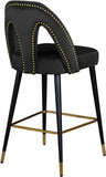 Akoya Contemporary Velvet Stool Set with Gold Nailhead Trim and Stylish Metal Legs for Modern Homes