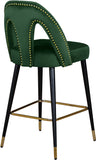 Akoya Contemporary Velvet Stool Set with Gold Nailhead Trim and Stylish Metal Legs for Modern Homes