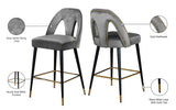 Akoya Contemporary Velvet Stool Set with Gold Nailhead Trim and Stylish Metal Legs for Modern Homes