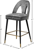 Akoya Contemporary Velvet Stool Set with Gold Nailhead Trim and Stylish Metal Legs for Modern Homes