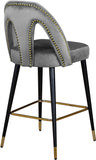 Akoya Contemporary Velvet Stool Set with Gold Nailhead Trim and Stylish Metal Legs for Modern Homes