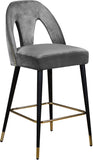Akoya Contemporary Velvet Stool Set with Gold Nailhead Trim and Stylish Metal Legs for Modern Homes