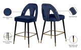 Akoya Contemporary Velvet Stool Set with Gold Nailhead Trim and Stylish Metal Legs for Modern Homes