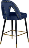 Akoya Contemporary Velvet Stool Set with Gold Nailhead Trim and Stylish Metal Legs for Modern Homes