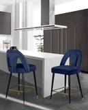 Akoya Contemporary Velvet Stool Set with Gold Nailhead Trim and Stylish Metal Legs for Modern Homes