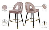 Akoya Contemporary Velvet Stool Set with Gold Nailhead Trim and Stylish Metal Legs for Modern Homes