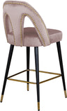 Akoya Contemporary Velvet Stool Set with Gold Nailhead Trim and Stylish Metal Legs for Modern Homes