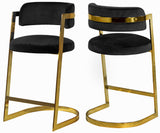 Stephanie Velvet Counter Stool Set - Luxurious Plush Design with Elegant Gold Metal Frame
