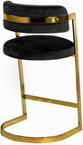 Stephanie Velvet Counter Stool Set - Luxurious Plush Design with Elegant Gold Metal Frame