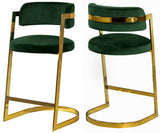 Stephanie Velvet Counter Stool Set - Luxurious Plush Design with Elegant Gold Metal Frame